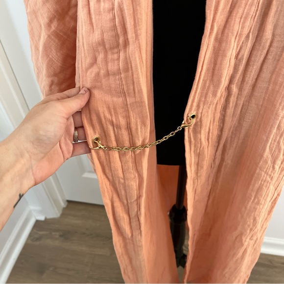 Powder ORGANIC COTTON RETREAT GOWN IN CORAL Limited Edition Beach Coverup Robe - Picture 6 of 14